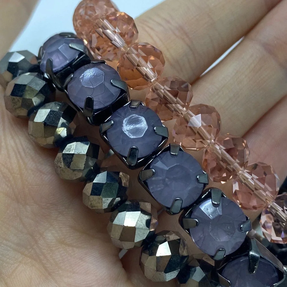 Simply Vera Vera Wang Romantic Multi Stretch Bracelet Stack Bow Purple Pink - OS
